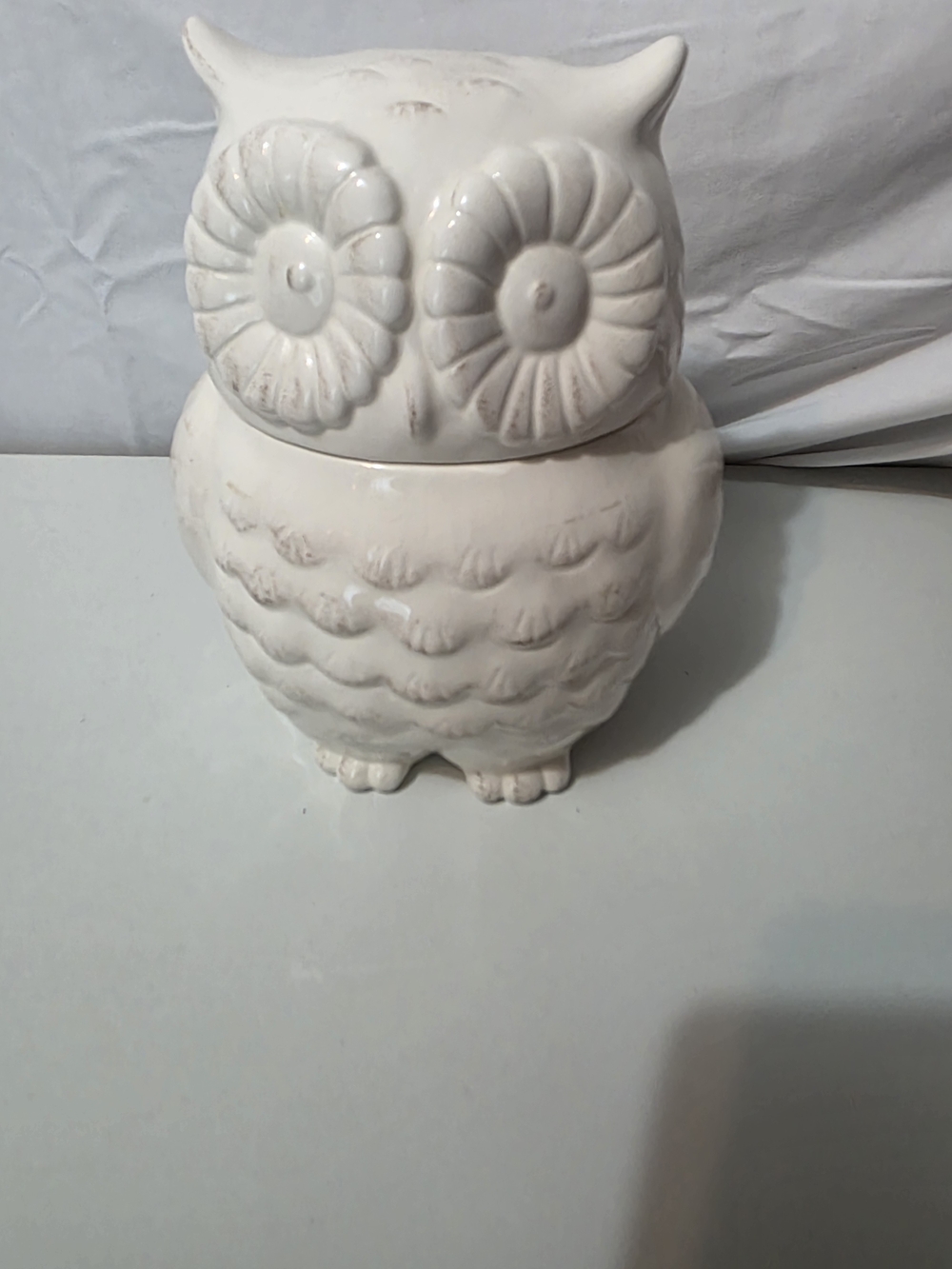 White Ceramic Owl Cookie Jar